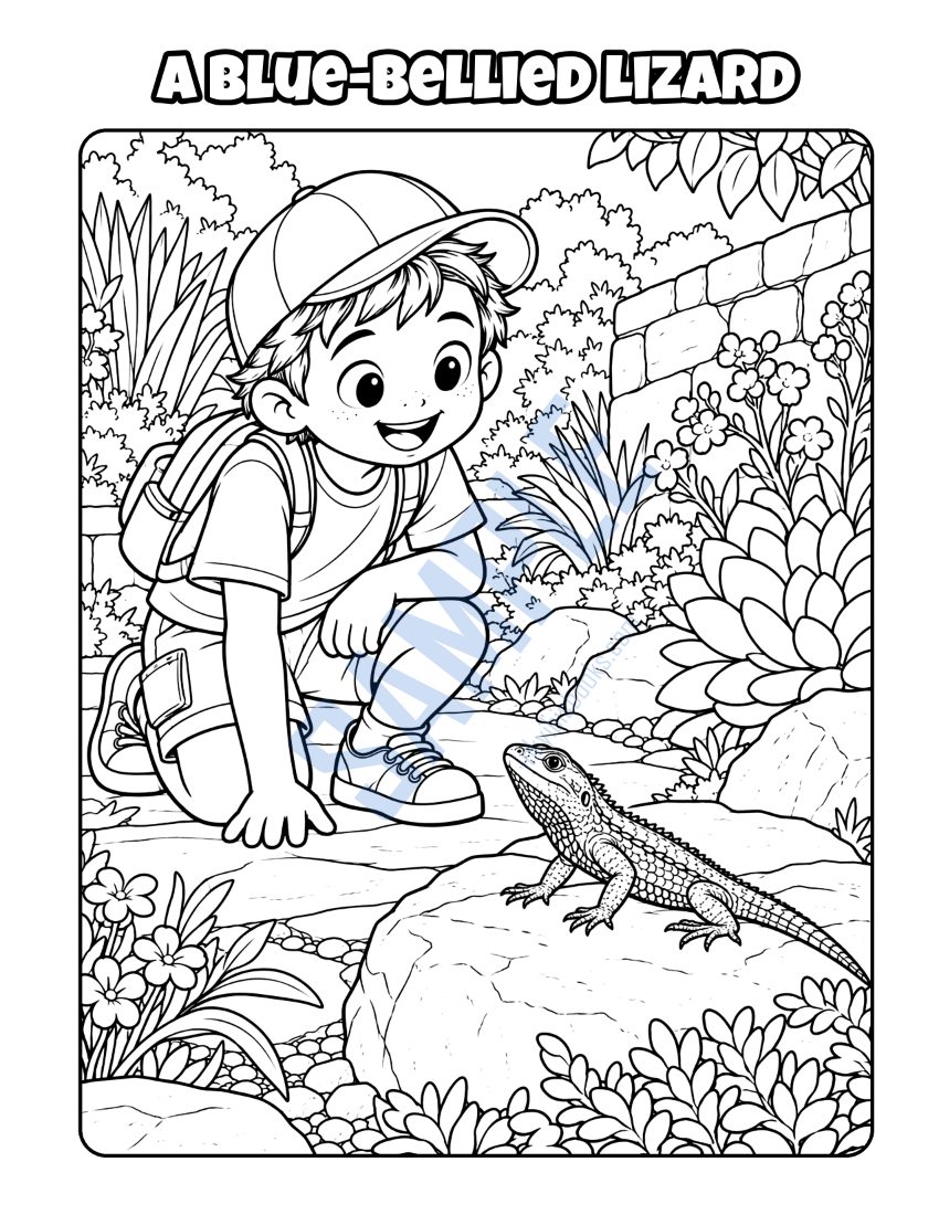 Coloring page from Welcome to Anaheim: "A Blue-Bellied Lizard"