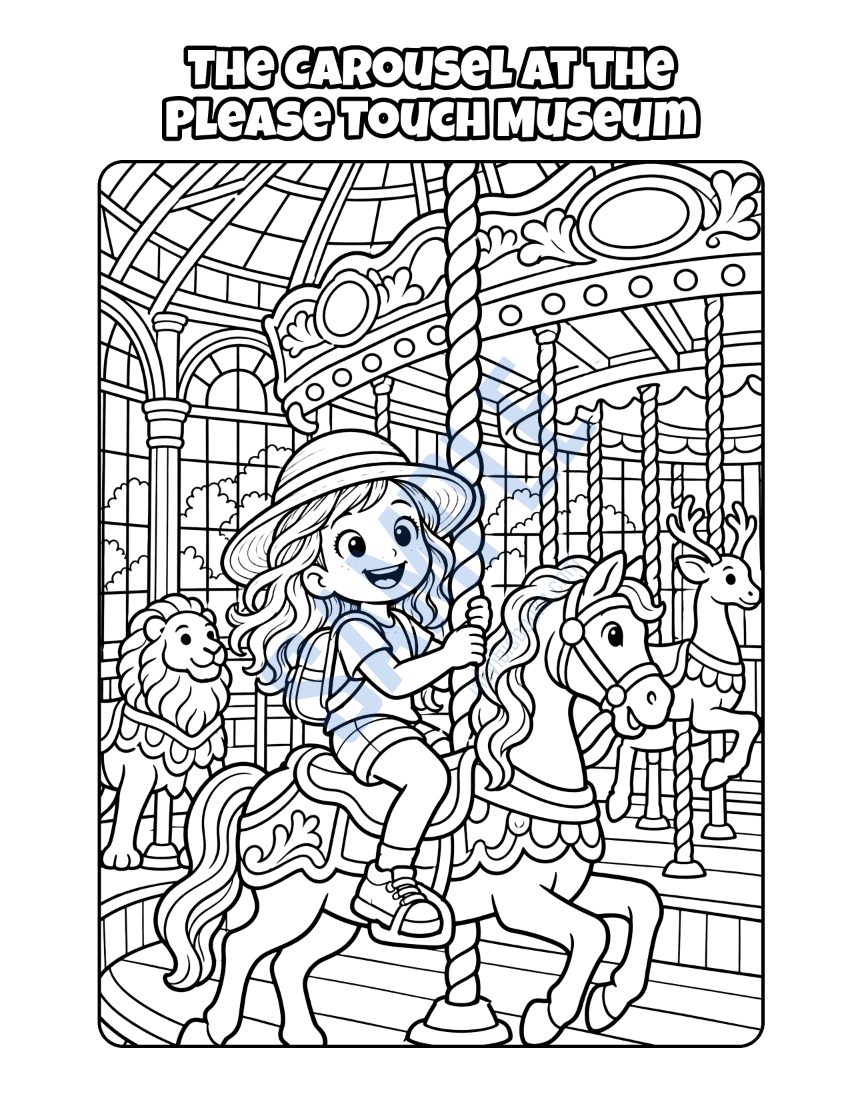 Coloring page from Welcome to Philadelphia: "The Carousel at the Please Touch Museum"