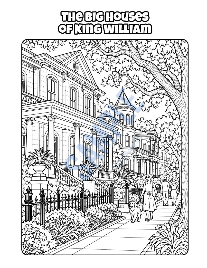 Coloring page from Welcome to San Antonio: "The Big Houses of King William"