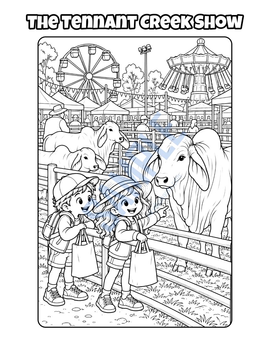 Colouring page from Welcome to Tennant Creek: "The Tennant Creek Show"